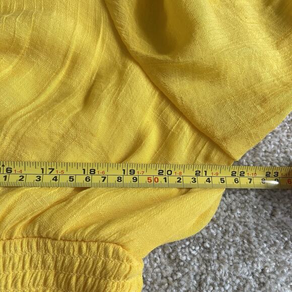 J Gee Plus Size 2X Yellow Puff Sleeves Tiered Smocked Midi Dress Resort Sundress - Picture 9 of 12